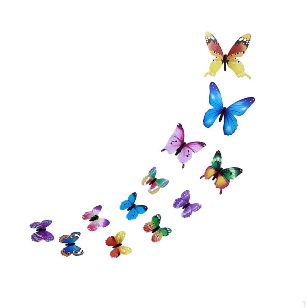 12 Pieces 3D Butterfly Wall Stickers Decor Luminous Art Decals Decorative Lovely DIY