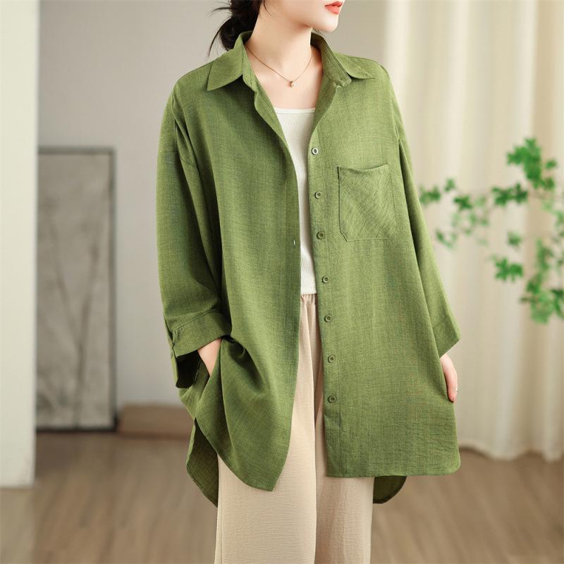 

Spring New Simple Irregular Collar Shirt - Versatile Mid-Length Design for Women Large (One Size) чёрный