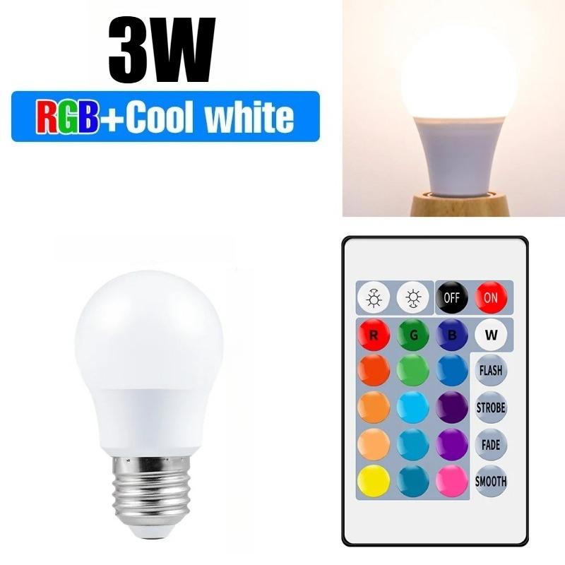 220V E27 LED Bombillas LED 3W 5W 10W 15W IR Remote Control Changeable Colorful RGB LED Lamp Spotlight Bulb Christmas Halloween Atmosphere Lights