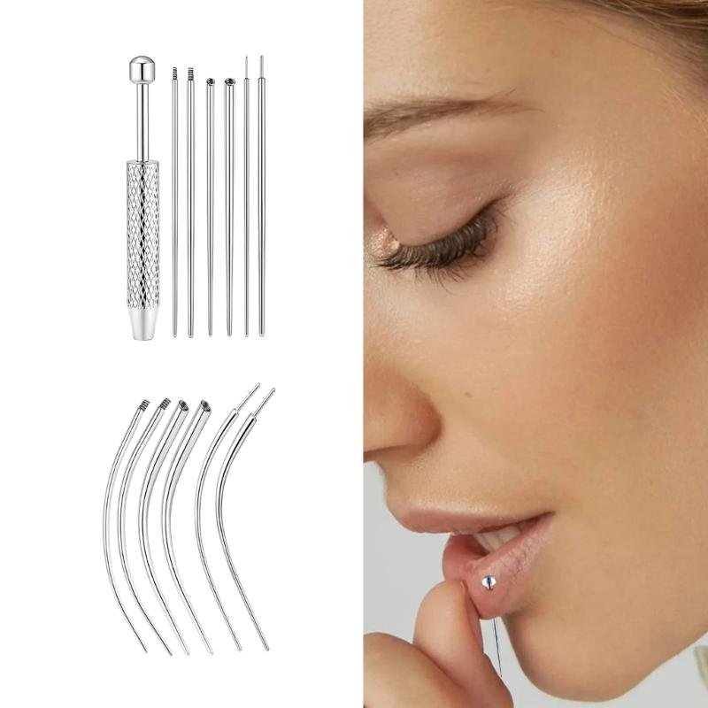 Practical Piercing Tool Set Stainless Steel Texture Suitable for Body Jewelry Insertion from 14G to 20G Safe Applicator