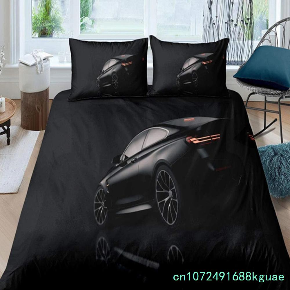 Race Car King Queen Duvet Cover Cool Speed Racing Bedding Set Teens Men Black Sport Car Quilt Cover Polyester Comforter Cover