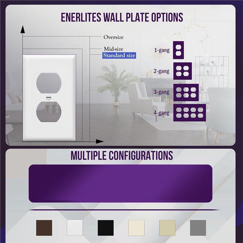 ABBP-Duplex Wall Plate 1-Gang White Polycarbonate Electrical Outlet Cover UL Listed Wall Plate 4.5X2.76