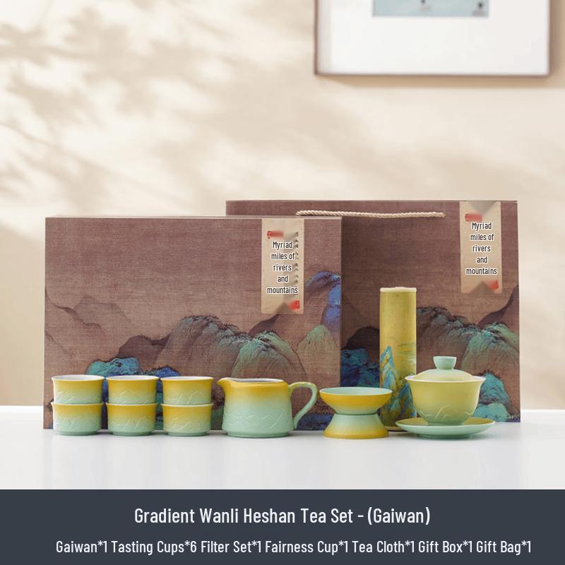 Scenic Gradient Ceramic Gaiwan Tea Set