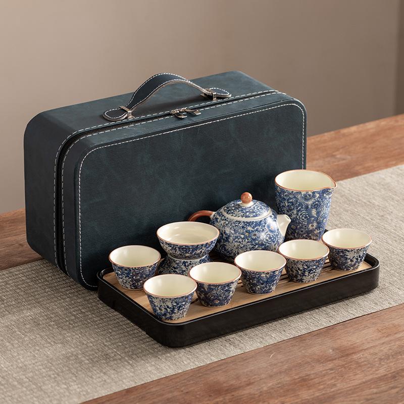 Xishi Teapot Huang Ru Kiln Travel Kung Fu Tea Set Household Portable Teacup Teapot Light Luxury Business Gifts