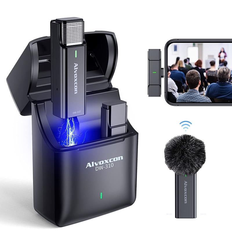 

wireless microphone iphone pin microphone wireless smartphone external microphone Alvoxcon wireless microphone 2.4G super lightweight Comes with