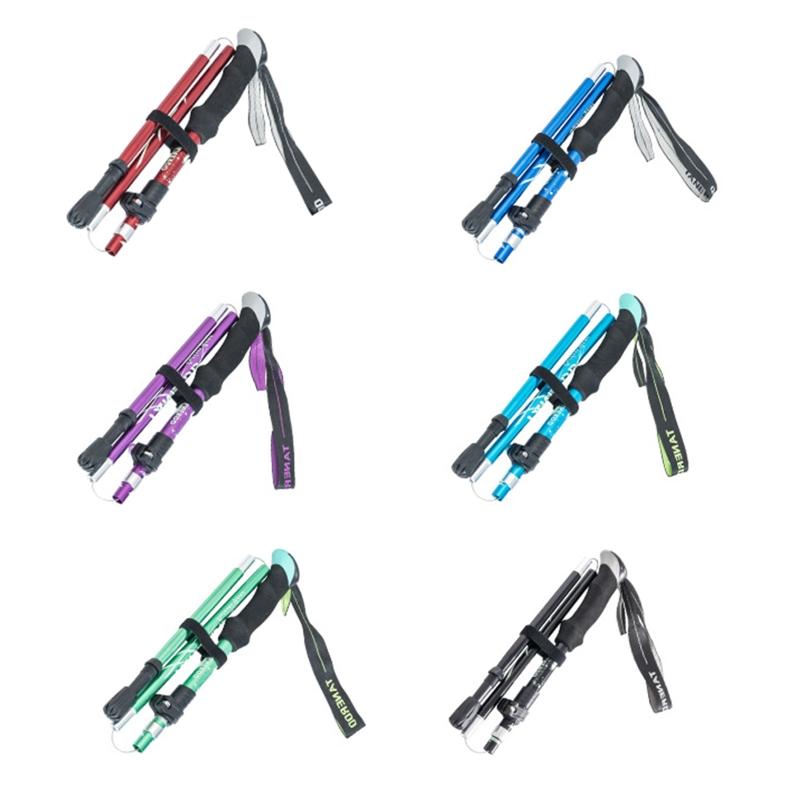 Trekking Pole, Collapsible Hiking Trekking Stick for W/ Quick Lock Aluminum Alloy EVA Grip Handle for Mountaineering Cam
