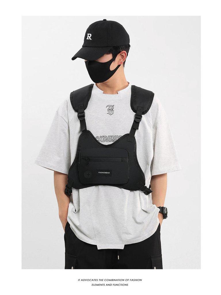 Men's Streetwear Tactical Chest Vest Bag - Functional and Casual Workwear Accessory