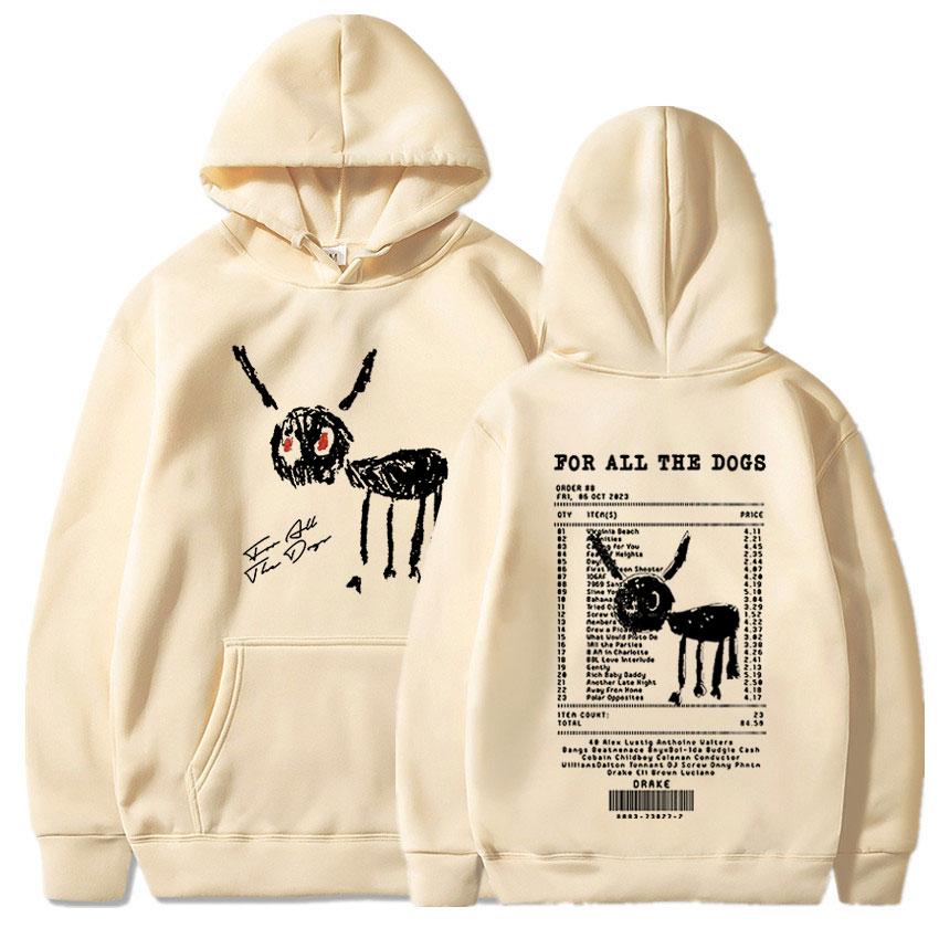 Vintage Rapper Drake for All The Dogs Hoodie Men's Fashion Hip Hop Sweatshirts Vintage Casual Oversized Hoodies Streetwear Y2K