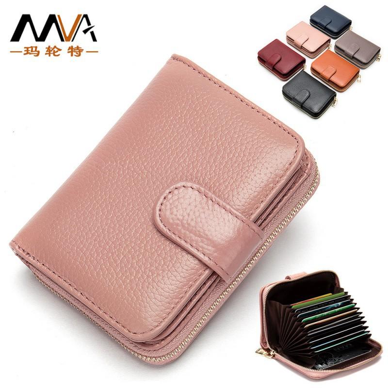 Genuine Leather Wallet Women's Short Fashionable Clutch Purple Zipper Hand-held Card Holder Bag Coin Purse