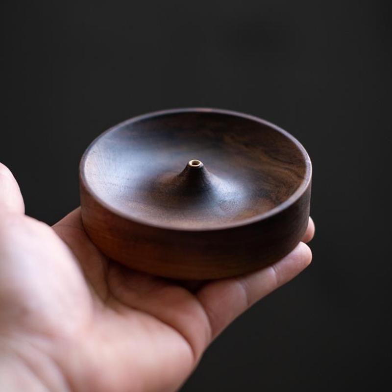 2025 New North American Black Walnut Solid Wood Incense Stick Handmade Tea Ceremony Round Incense Burner Agarwood Tray Holder