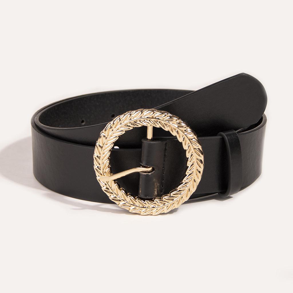 

Stylish Faux Leather Womens Belt With Leaf Buckle For Casual Wear