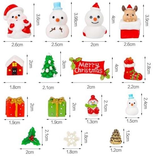 CINECE Christmas figurines objects mini decorations 28PCS resin 3D tree snowman Santa Claus DIY small items gifts cute