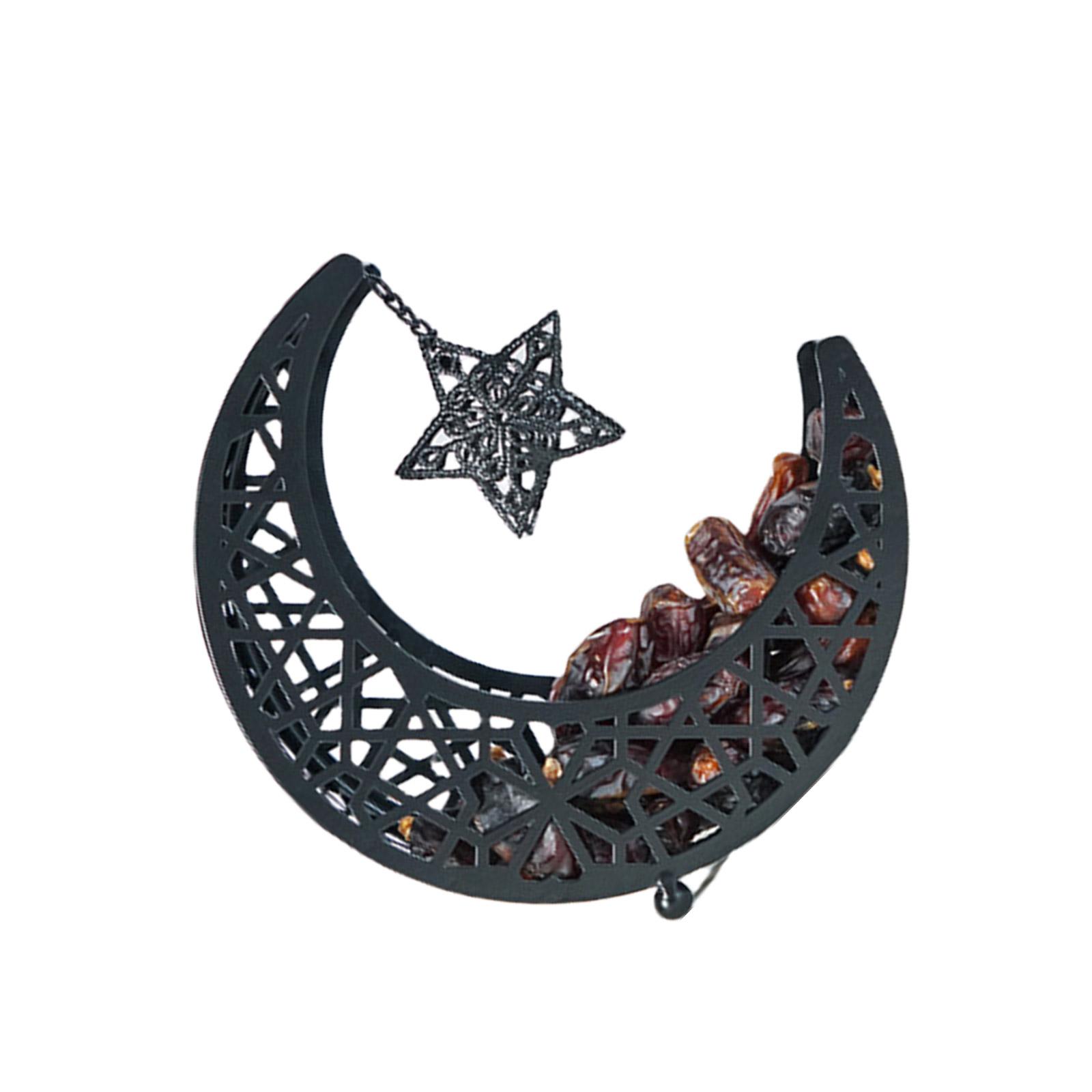 

Полый лунный железный поднос для сервировки десертов и выпечки на праздник Ид Мубарак, органайзер для хранения тортов, украшение для дома для мусульман S чёрный