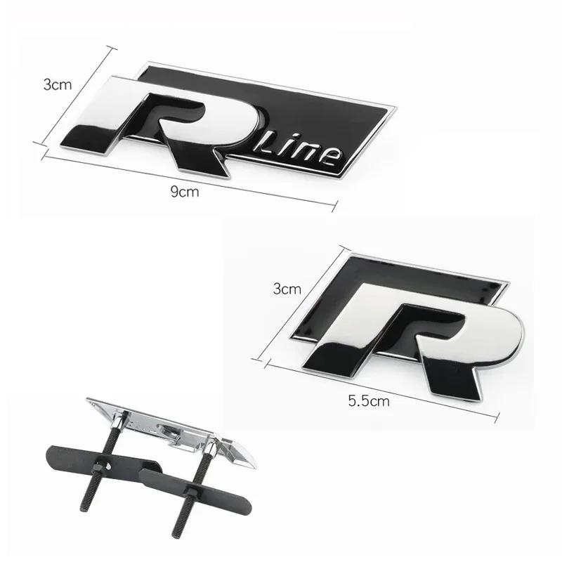 WHAQY1 VW 2026 Hot Car Front Grille Bumper Body 3D Metal Decals R-Line Auto Logos Stickers For VW Polo Golf Passat Scirocco Tiguan CC J