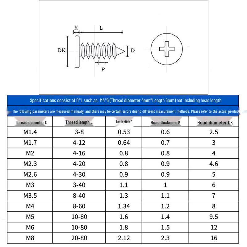 Carbon steel black oxide large flat head self-tapping screw