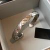 Zircon Cross-Pleated Minimalist Open Bangle - European American Style Luxury Bracelet