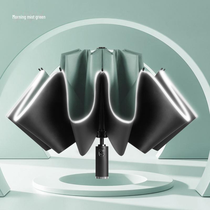 New Auto Folding Reflective Edged Reverse Umbrella with Logo Print