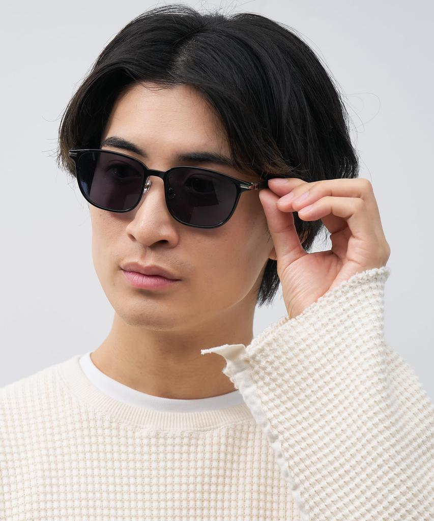Wellington type sunglasses and other rubber temples are stylish and do not fall off prevents slipping UV UV UV fashionable [Zoff] (black 2)