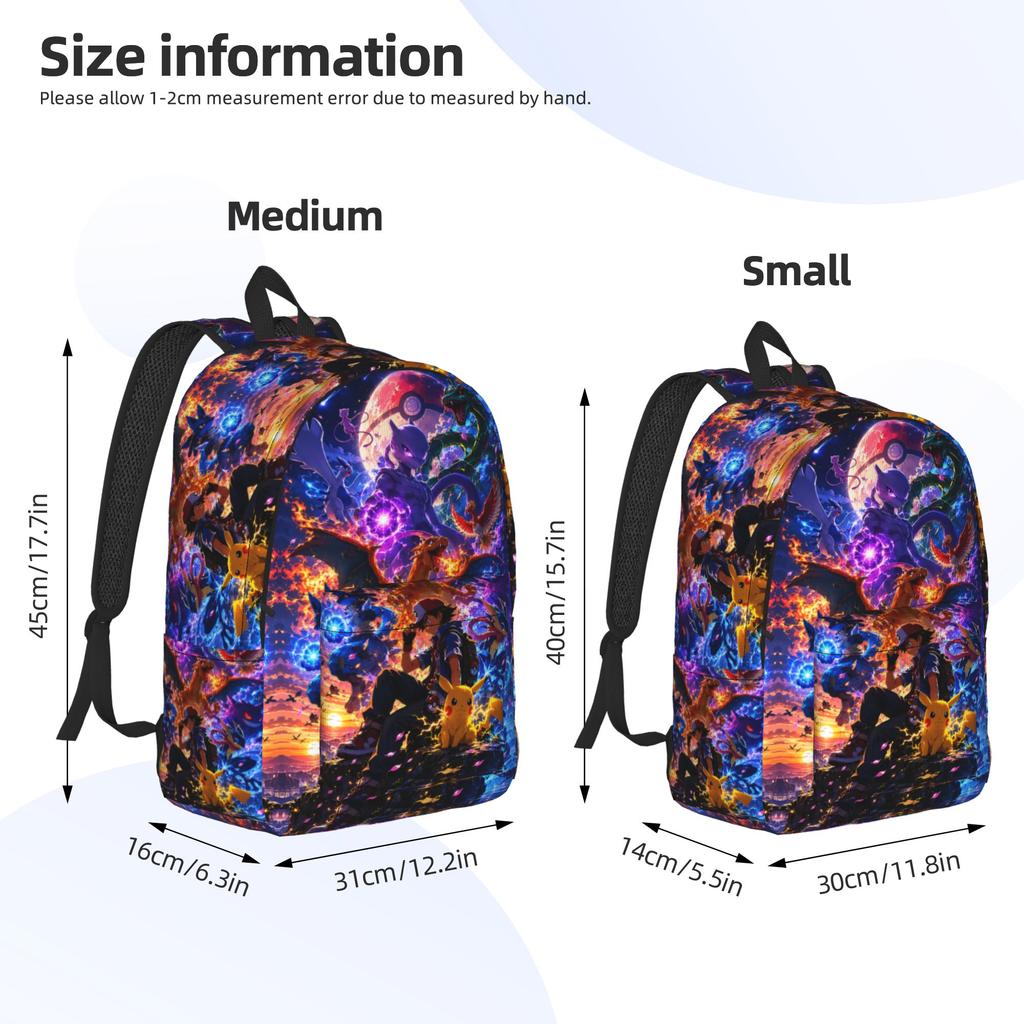 Fashion Pokemon Legend Creature Sunset Collage Backpack Mochilas Solid Outdoor Sturdy Shoulder Rucksack