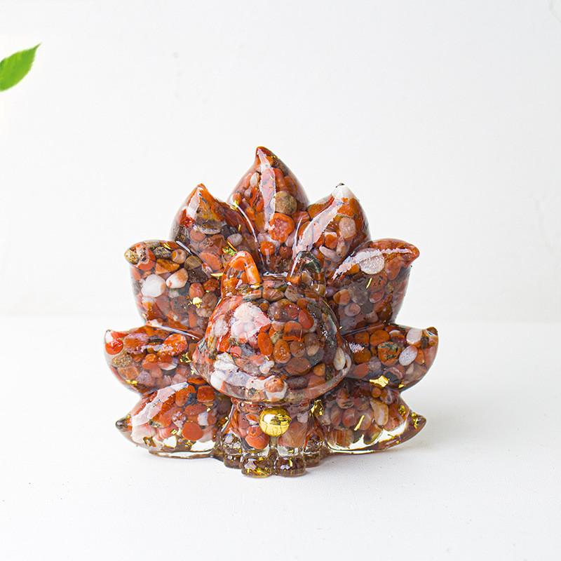 Mythical Creature Resin Crystal Nine Tailed Fox Ornament For Tabletop Decor Gift