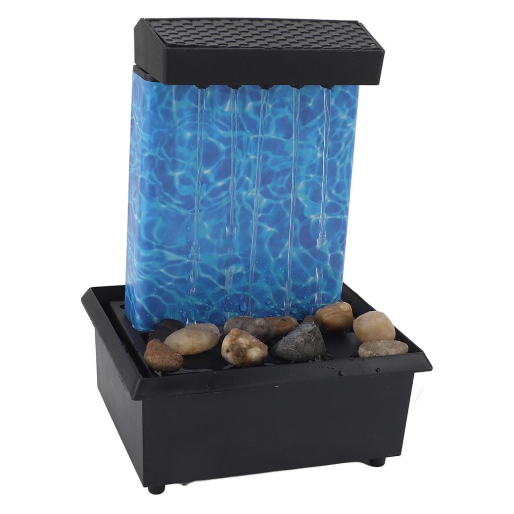 Indoor Water Fountain With Natural River Rocks LED Lights Lighted Waterfall Tabletop Fountain for