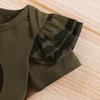 Infant Baby Girl Clothes Set Cotton Solid Letters Short Sleeve Romper Camouflage Pants and Bowknot Headband 3pcs Outfit