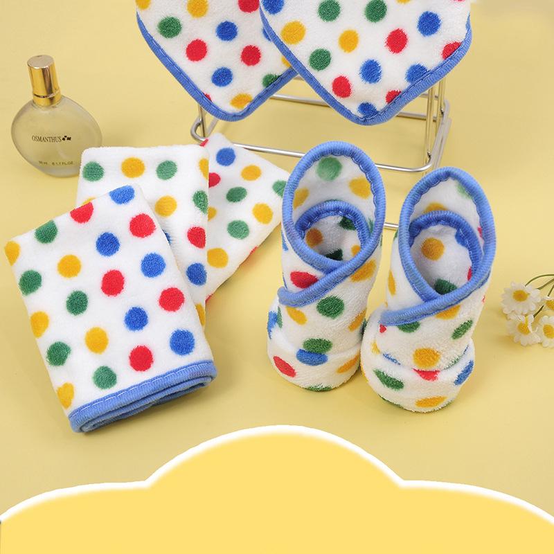 Round Dot Coral Fleece Cloth Kitchen Dishwashing Cloth Thickened Absorbent Dishwashing Square Towel Household Towel with Hanging Rope Hand Towel
