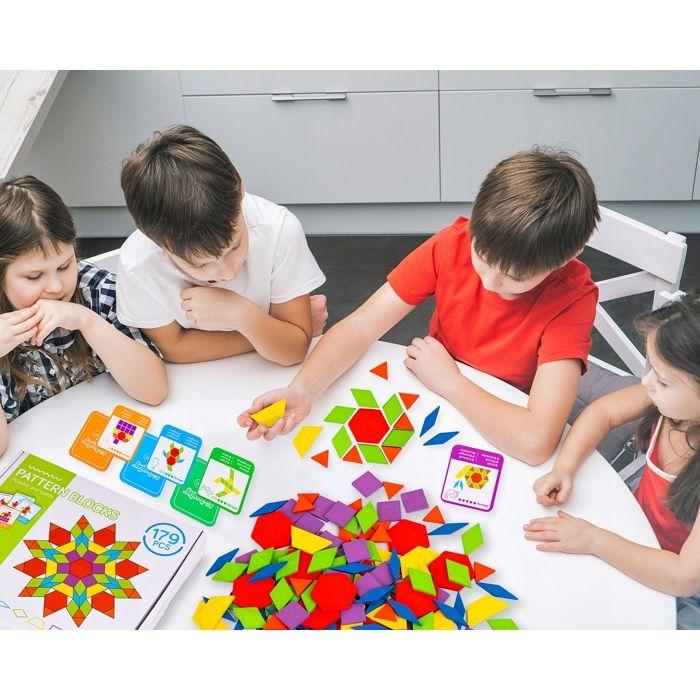 Puzzle en bois éducatif 179 pièces avec 24 cartes multilingues, jeu de mosaïque et logique (GS9054)
