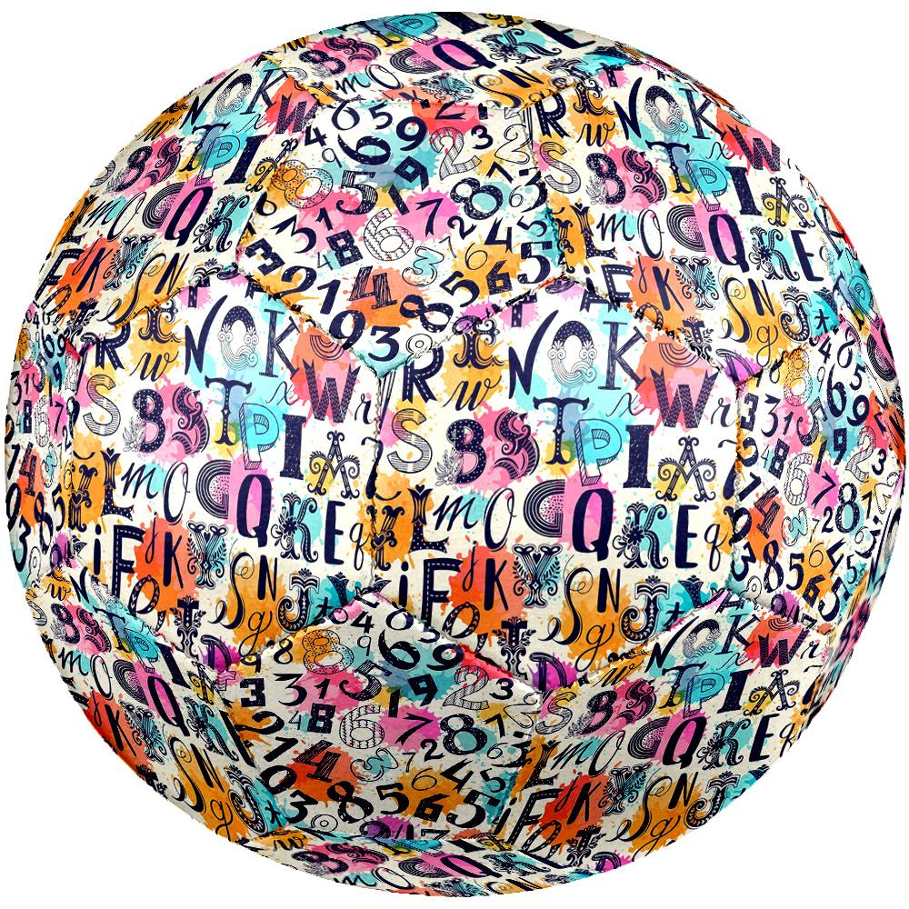 1pc Abstract Alphabet Art Colorful Number Outdoor Sports Football, Size 5, Comfortable And Durable Feel,Gift yy26060425