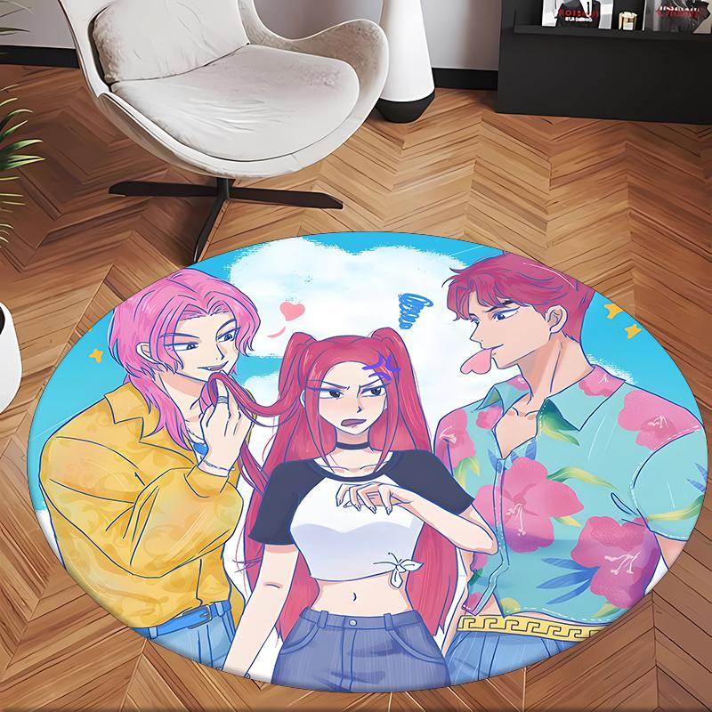 Miromabby (1) Round Office Rug Decorative Floor Rug for Office Bedroom Living Room and Home Space