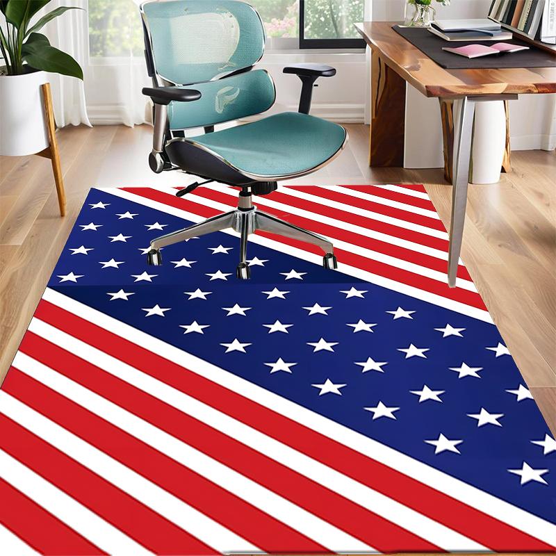 American Flag Polyester Carpet, Soft Indoor Mat for Office Chair, Living Room, Computer Desk - Decorative Home Office Rug Design