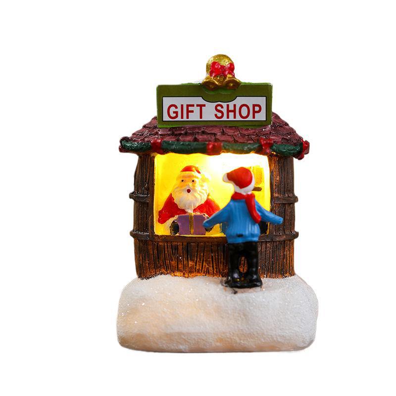 Svítící pryskyřičný domeček vánoční ozdoba pro děti - Slavnostní sváteční scéna