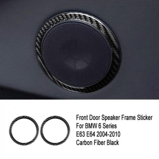 6pcs Carbon Fiber Car Front & Rear Door Speaker Cover For BMW 6 E63 E64 04-10
