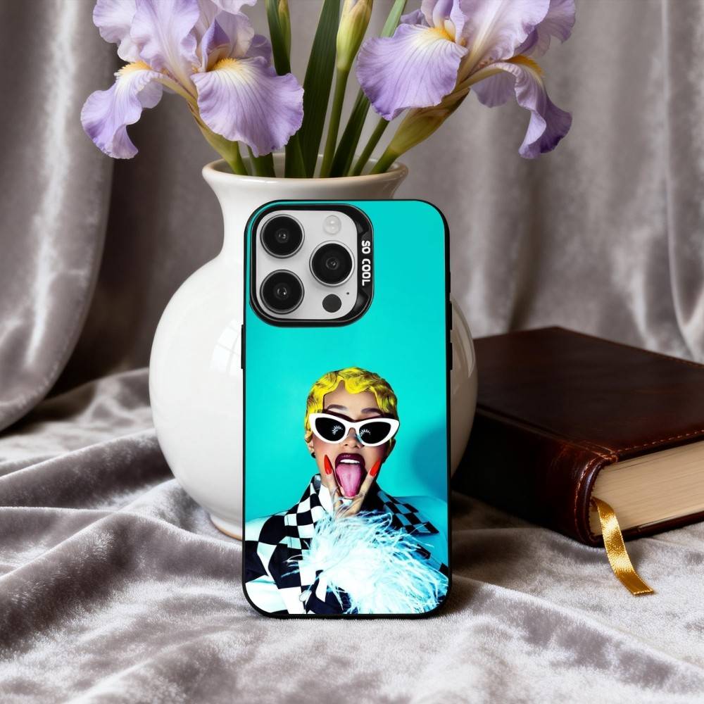 Confident C-Cardi B Singer Phone Case For iPhone17,16,15,14,13,12,11 Plus,Pro Max Black Candy silver phone case
