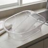 Laundry Basin Thickened Washboard Ribbed Hand Wash Tub for Household Use White L