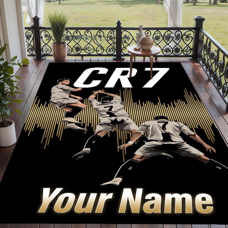 Custom Text Printed Rug Cristiano Ronaldo Non Slip Floor Carpet For Home Room Decor