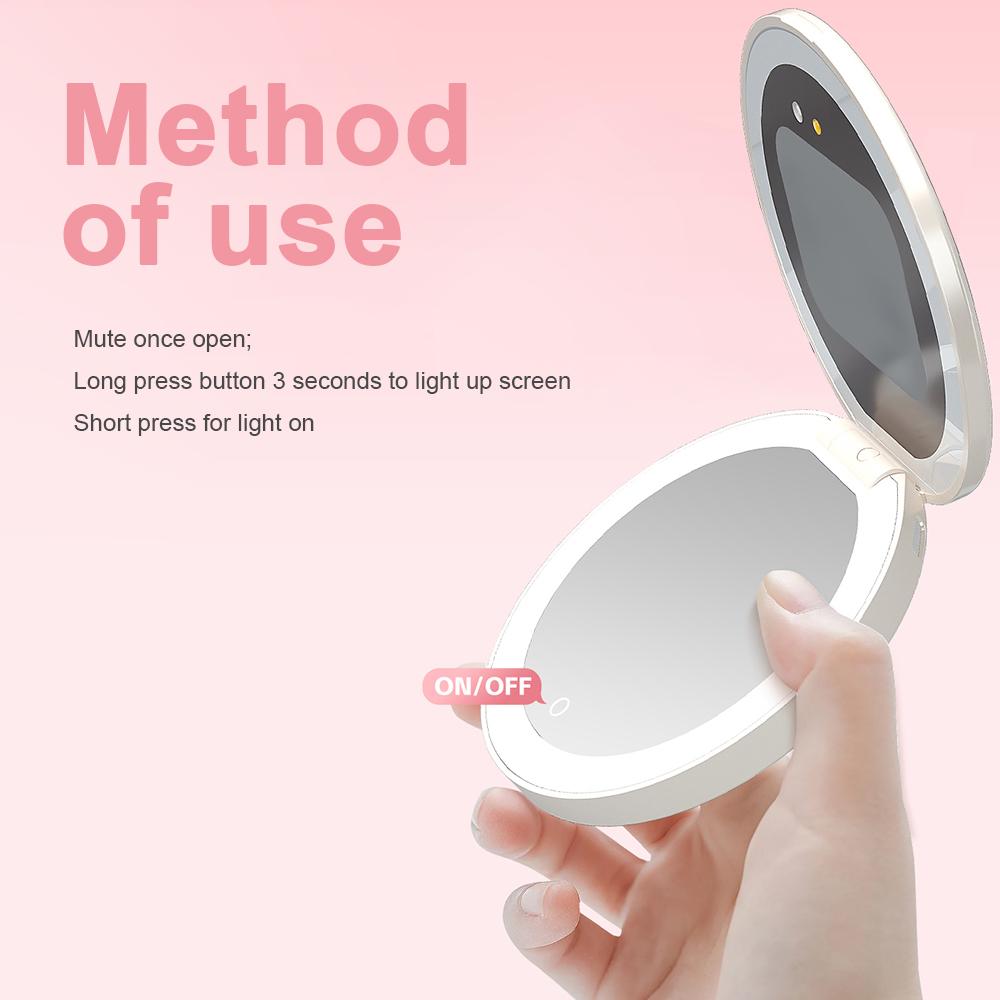 Smart Sunscreen UV Mirror with UV Camera for Sunscreen Test LED Fill Light 3 Light Mode Travel Makeup Mirror Handheld Make Up Mi