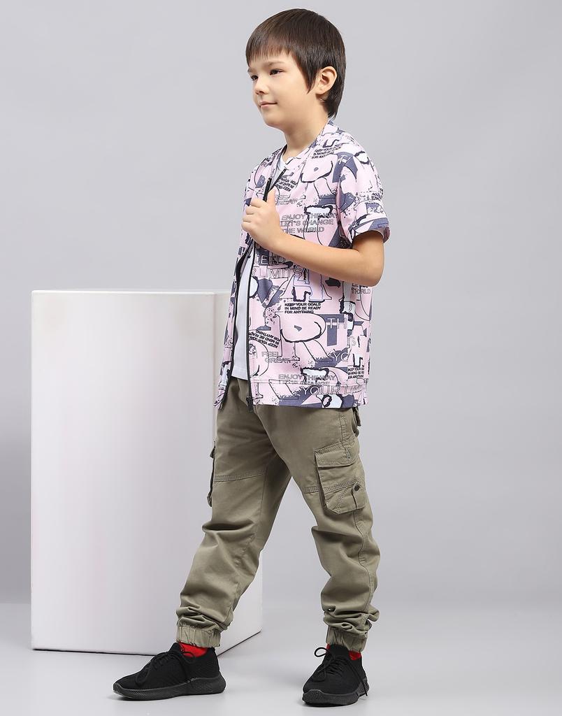 MONTE CARLO Boys Pink & White Printed Round Neck Half Sleeve Pack of T-Shirt & Shirt