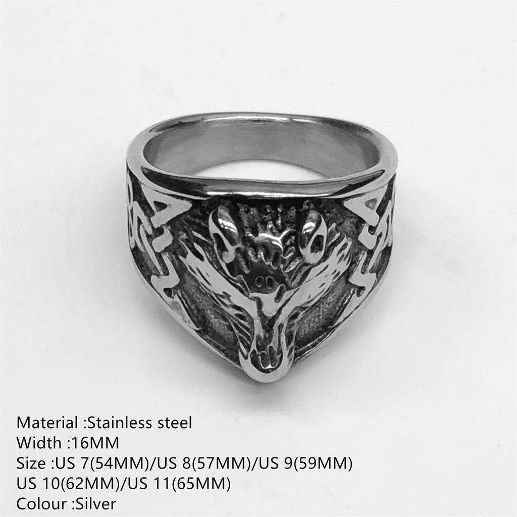 Nordic Celtic Wolf Stainless Steel Men's Open Ring Band