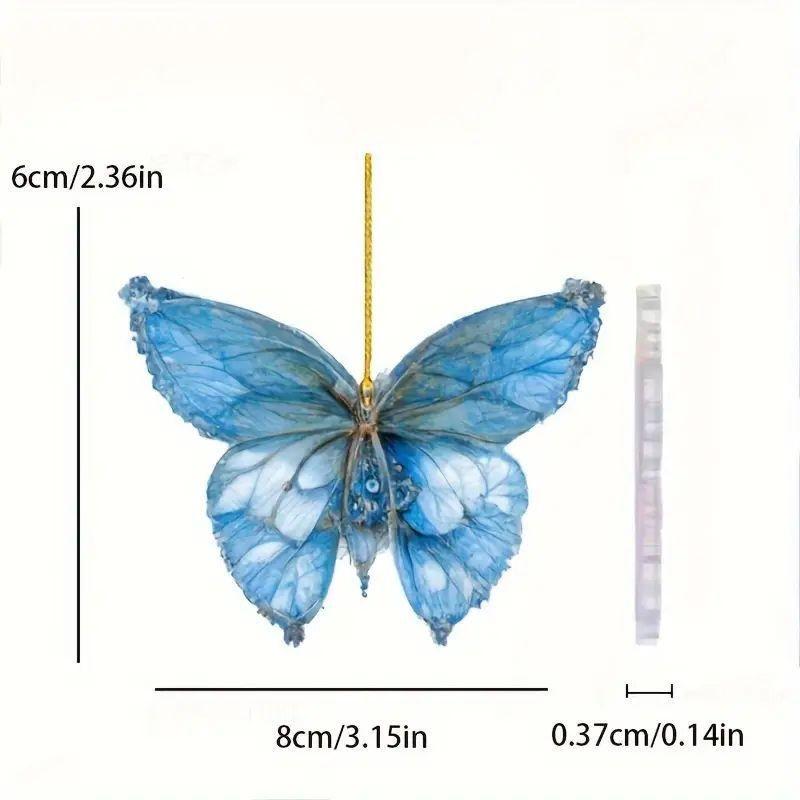 Cute Acrylic Butterfly Hanging Ornament For Car Rearview Mirror And Backpack Keychain