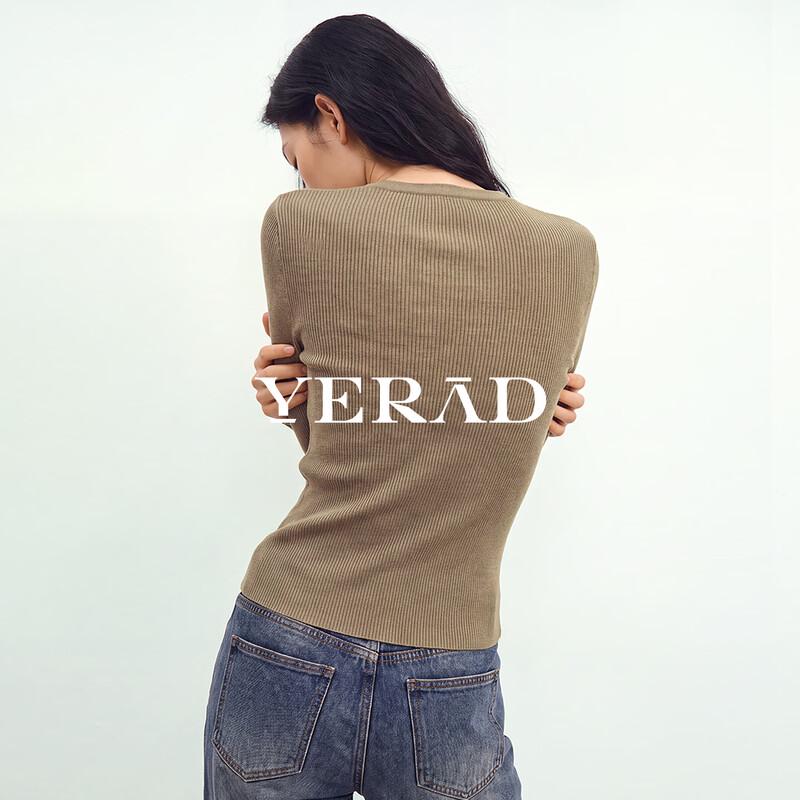 YERAD Women's Slim-Fit Mock-Layer Half-Zip Wool Knit Sweater
