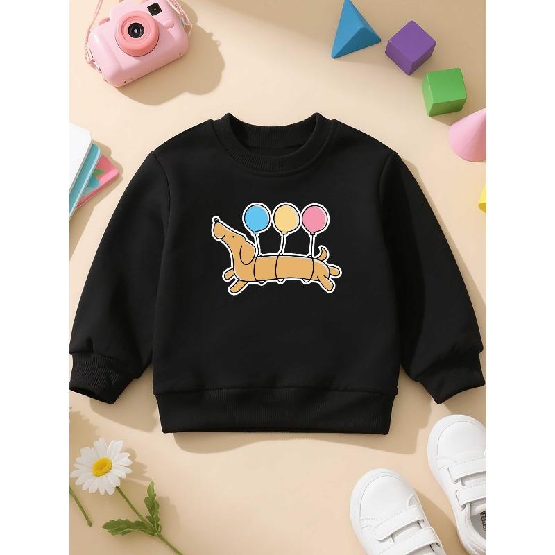 European sizes Balloon Puppy children's crewneck sweatshirt, casual long-sleeve crewneck pullover with slightly stretchy fabric
