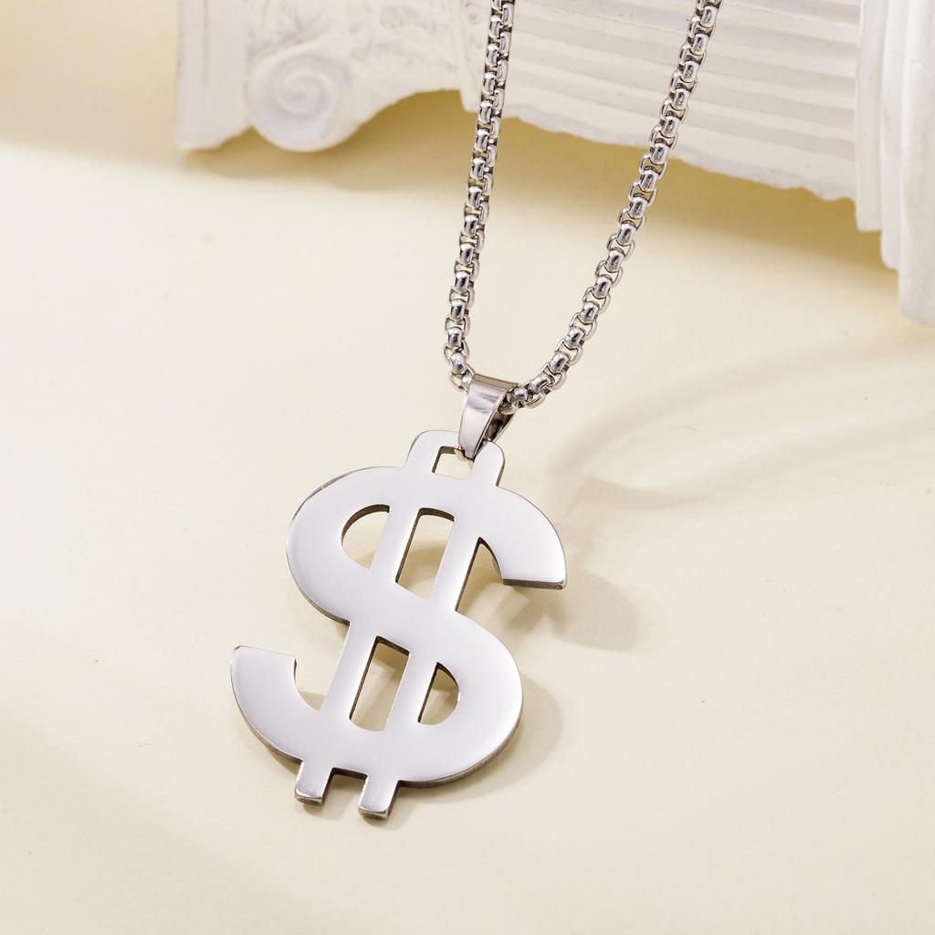 Joyas Europeas y Americanas Colgante Signo de Dólar Retro Moderno Hip-hop Collar