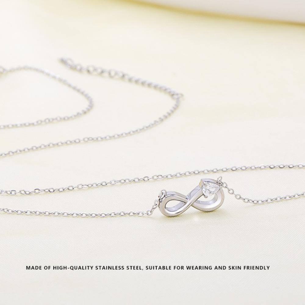 Women Necklace Infinite Loop Titanium Steel Zircon Jewelry Fashion Hypoallergenic No Fade