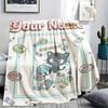 Custom Name,Cute Chococat & Pompompurin, Printed Flannel Blanket, Soft Throw for Bedroom Sofa, Washable, Christmas Present, Great Gift.