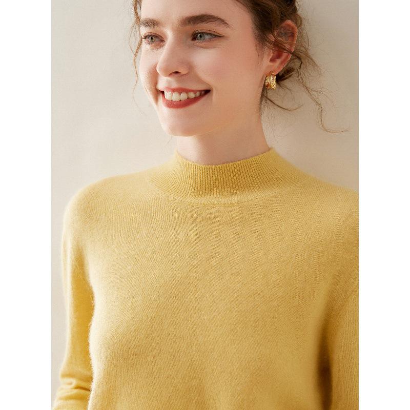Cashmere Autumn/Winter Half-High Neck Women's Classic Loose Pullover Sweater