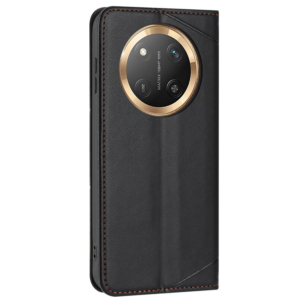 Wallet Case for Honor X60 Pro 5G/X9c 5G/Magic7 Lite 5G Line Imprinted Leather Stand Phone Cover with Wrist Strap
