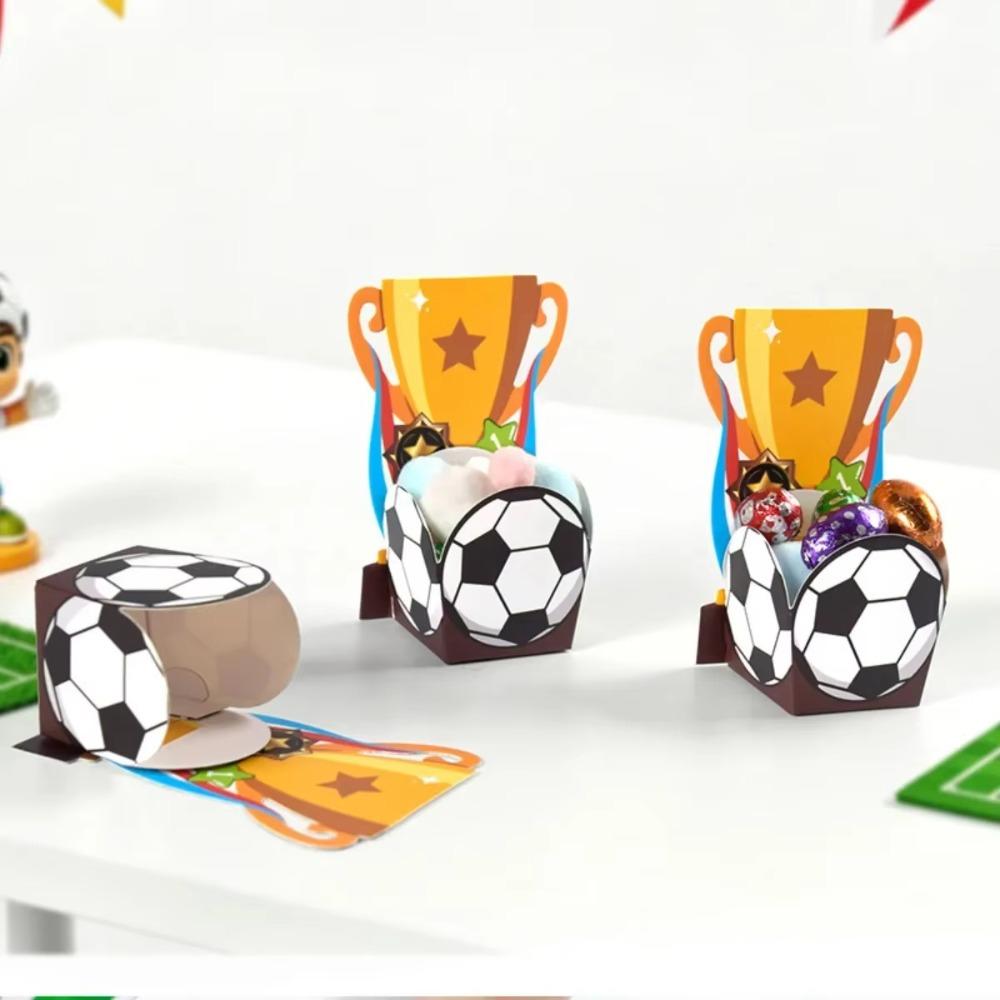 10-50PCS Cartoon Football Trophy Gift Packaging Boxes Children's Party Dessert Table Birthday Supplies Football Theme Candy Box