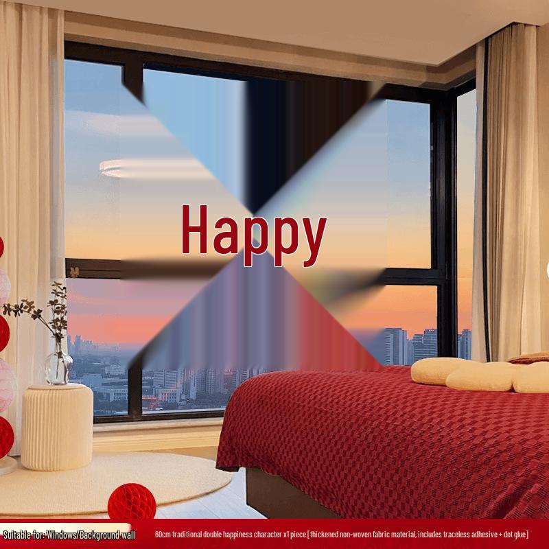 Lot d'autocollants Double Bonheur de Mariage: Décorations de chambre, fenêtre, porte et fiançailles