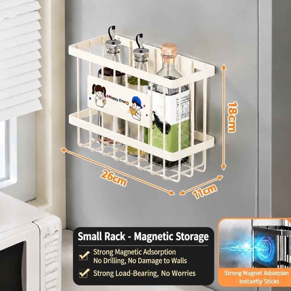 Metal Magnetic Basket Organizer Holder Space Saving Storage Rack High Quality Refrigerator Shelf